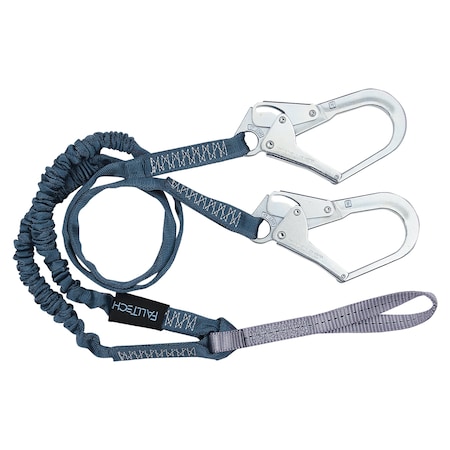 Falltech Internal Shock Absorbing Lanyard With 1 Loop and 2 Rebar Hooks, 310 lb Load, 6 ft L, Polyester L 8259Y3L